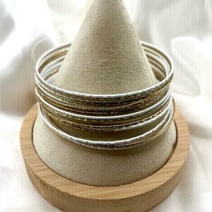 Elegant Gold and Silver Bangle Set